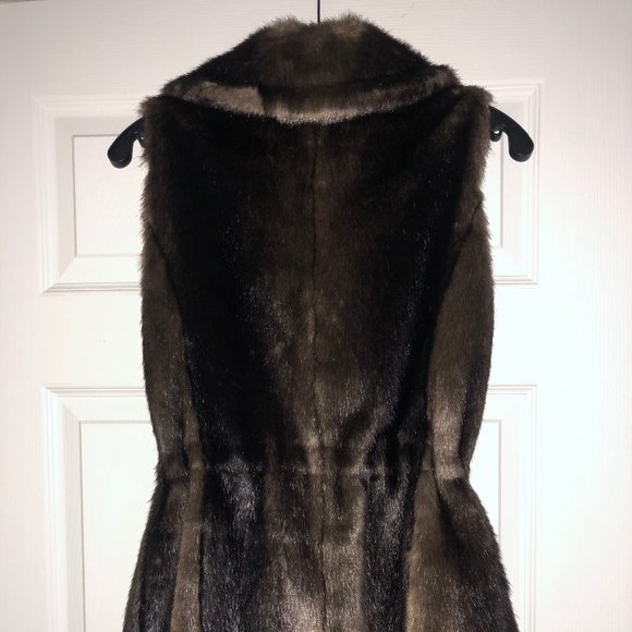 Ellen Tracy Faux Fur Vest, Brown, XS - Picture 9 of 10